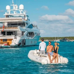 EMINA yacht charter cruising through the crystal-clear waters of The Bahamas