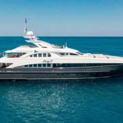 Lady L yacht charter cruising through the crystal-clear waters of The Bahamas