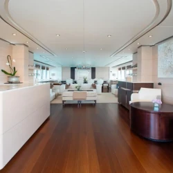 Spacious sun deck aboard Lady L yacht charter Bahamas