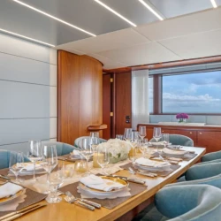 Luxury exterior view of LOHANKA Hakvoort yacht anchored in Exuma Bahamas